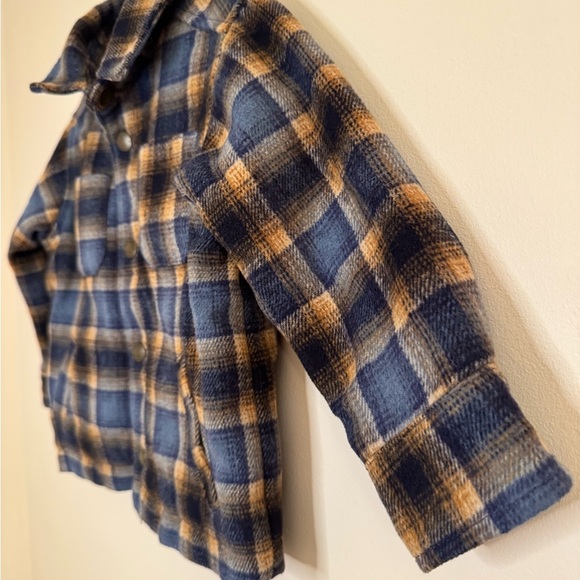Old Navy Kids Plaid Shacket Blue and Brown Toddler Boys Size 2T Quilted Lining - Picture 4 of 9